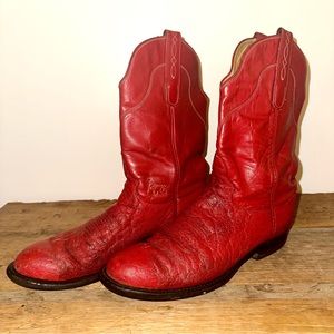 Tony Lama George Straight Red Cowboy Boots Size 7 1/2 B